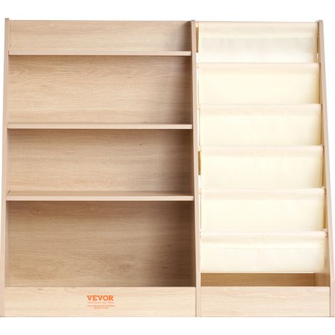 VEVOR Estantería de Madera para Niños de 4 Niveles Librería con Eslinga de Seis Capas Estantería para Libros para Almacenamiento Gabinete Organizador de Juguetes para Libros para Habitación de Niños