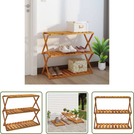 Holzregal - Klappregal 3 Böden Braun 70x31x63 cm Massivholz Akazie (1/5)