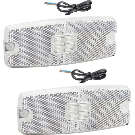 luci di posizione a LED bianche 10-30V impermeabili ECE con catarifrangente per camion, rimorchi, autobus, barche (1/5)
