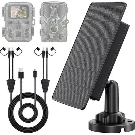 Panneau solaire pour caméra de chasse avec batterie 5000 mAh, double sortie 12 V/6 V, étanche IP66, pour la chasse et la nature sauvage (1/4)
