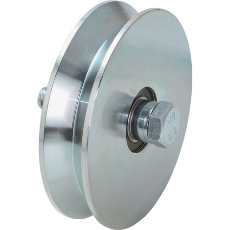 Ruota da 80mm in acciaio zincato per cancelli con 1 cuscinetto a sfera e gola a v (1/7)
