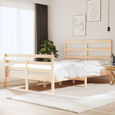 Bed Frame without Mattress Solid Wood Pine 120x190 cm Small Double vidaXL (1/5)