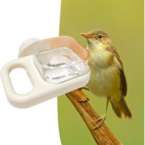 Off-White Square Bird Cage Feeding Bowl  Stable Cage Mount Bird Feeding Basin (1/5)