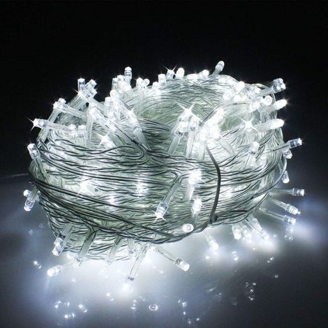 Weihnachts-LED-Lichterkette auf transparentem Kabel für Weihnachten, Baum, Zuhause, Partys, Hochzeiten, Geburtstag, Neujahr (200 LEDs, weiß) (1/5)