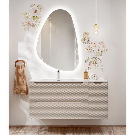 Badmöbel Set 2-teilig mit 120cm Waschtisch, Eiche mit beige, OLUO-56-BEIGE (1/5)