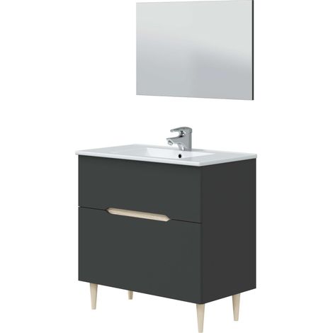 Kit Mobile Bagno Denver 80 Antracite Rovere