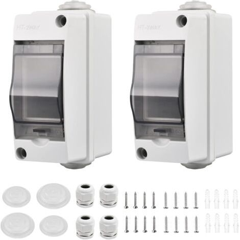 2 Pièces Coffret Electrique Etanche Petit, Coffret Electrique Etanche Exterieur IP65 2 Modules, Avec 2 Connecteurs, pour une Utilisation à l'extérieur, dans les Jardins, Sites Industriels (1/5)