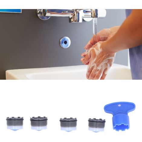 【Filtre insert】 Aerateur Econome d'eau Flow Restrictor M18.5mm/0.73in Pack de 4 avec Clé pour Lavabo de Salle de Bain et Cuisine (1/5)