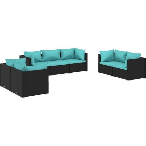 Maison Exclusive - 7-tlg. Garten-Lounge-Set mit Kissen Poly Ratta (1/5)