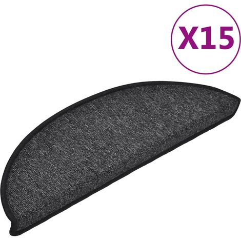 Tappetini per scale 15 pz 56x17x3 cm Antracite Semicircolari vidaXL