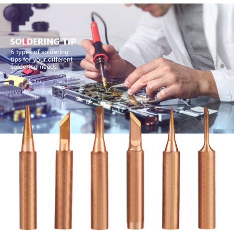 Lot de 6 pointes de soudure en cuivre sans plomb K SK 1C 3C BI pour stations de soudage 936