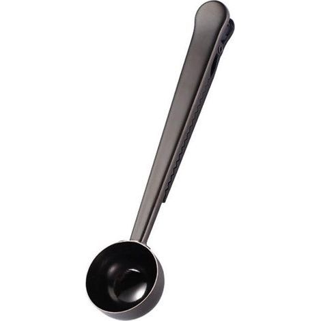 Cuchara multifuncional de acero inoxidable, cuchara medidora para leche en polvo, cuchara medidora para granos de café con clip sellador, cuchara medidora para té con leche (1/2)