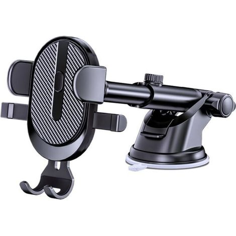 Support de téléphone pour tableau de bord de voiture à 360° - Ventouse puissante pour pare-brise et tableau de bord - Réglable pour smartphones de 4 à 7 pouces - Avec clips, 2 câbles et 2 lingettes
