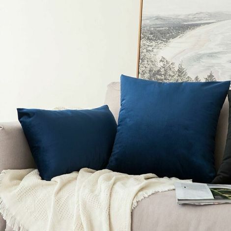 Set of 2 Decorative Velvet Cushion Covers, Super Smooth Soft Comfortable Sofa Pillow, Bedroom Decoration for Sofa, 60x60cm, Dark Blue