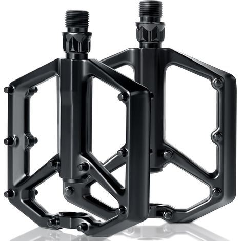 Pédales VTT en aluminium haut de gamme - Roulements scellés, 9/16" plates, points antidérapants amovibles, Pour débutants et vélo de ville (1/5)