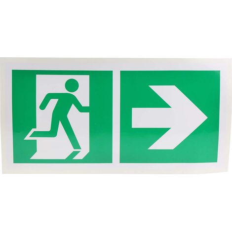 Symbole d'évacuation d'urgence RS PRO, Sortie de secours à droite, Vinyle Etiquette ( Prix pour 1 )