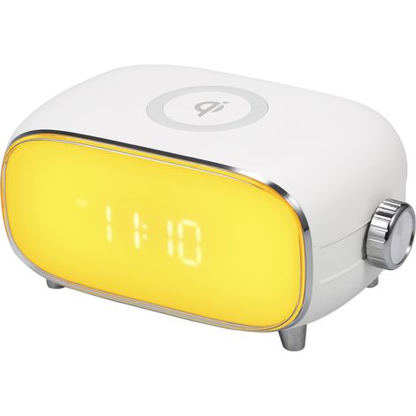 Reloj despertador multifuncional con radio FM, lámpara de escritorio, función de carga inalámbrica de 5 W, función de memoria, pantalla LCD, visualización de 12/24 horas, simulación de amanecer y atar (1/5)