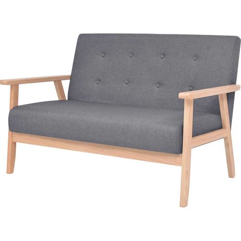 Set di divani Sofa 2 pz in Tessuto Grigio Scuro (1/5)