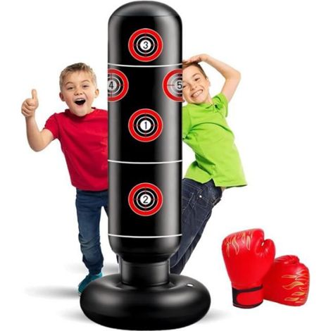 Sac de Boxe Enfant 165cm Gonflable Sac de Frappe avec Gants de Boxe pour Pratiquer Le MMA Karaté Taekwondo (1/5)