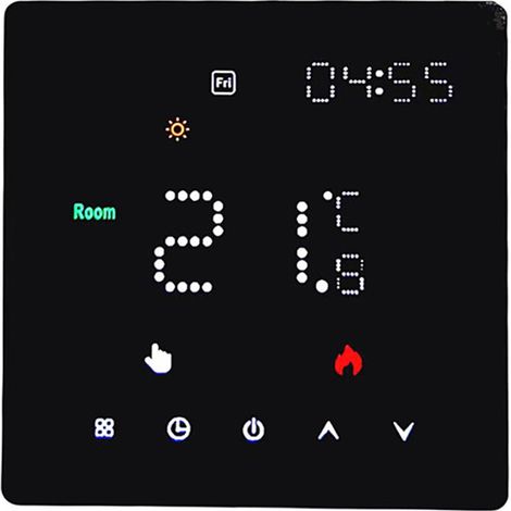 Termostato semanal programable con ajustes de temperatura y brillo, para sistemas de calefacción eléctrica por suelo radiante. (1/5)