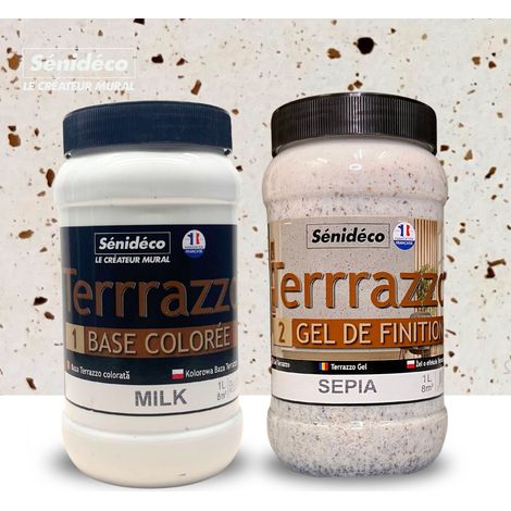Peinture murale effet Terrazzo 1L – Coloris Milk – Pour surfaces saines – Séchage rapide en 2 heures – Couvre jusqu'à 8m² (1/5)