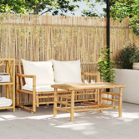 2-teiliges Gartensofa-Set mit Kissen Bambus