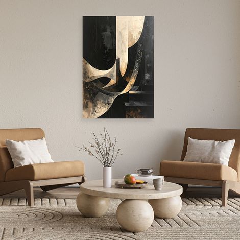 Wandbild Abstraktion Wellen Linien schwarz beige 40x60 (1/4)