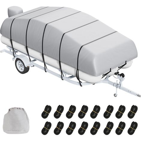 Housse étanche pour bateau ponton en Oxford marin 800D enduit PU, pour bateaux de 19 à 20 pieds, largeur maximale 244 cm, grise (1/5)