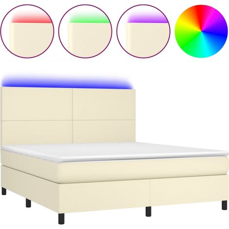 Maison Exclusive - Boxspringbett mit Matratze & LED Creme 180x200