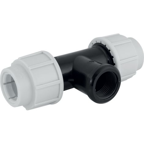 Té femelle à compression - D32 mm x 1-1/4 pouce - Interplast (1/2)