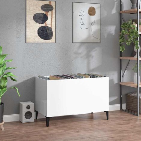 vidaXL Record Cabinet High Gloss White 74,5x38x48 cm Engineered Wood (1/5)