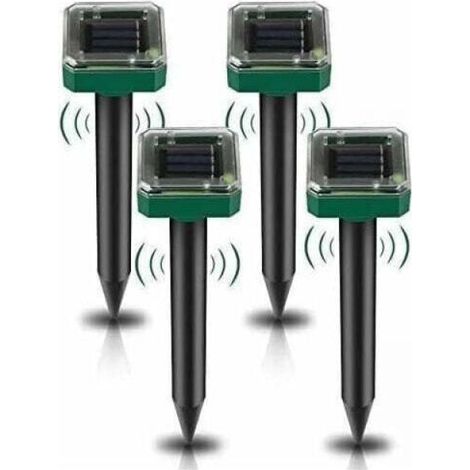 Solar Ultrasonic Mole Repeller, 4 Pieces Solar Ultrasonic Repellent, Solar Mole Repellent, Ultrasonic Snake Repellent (1/4)