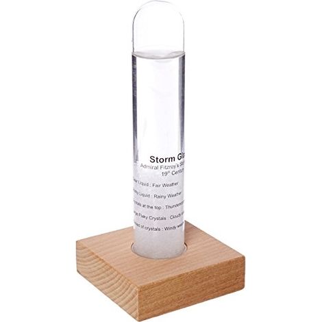 Barómetro Storm Glass de vidrio - KIKKERLAND - Vidrio transparente - Madera natural y blanca - Para oficina o salón