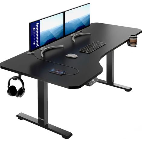 Casaria Bureau électrique réglable en hauteur avec écran LCD 73-118cm bureau assis debout structure résistante ajustable 160cm Mattschwarz (de) (1/5)