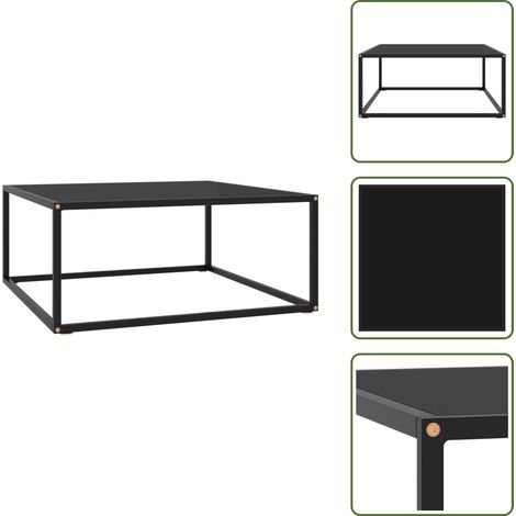 Couchtisch Schwarz mit Schwarzem Glas 80x80x35 cm - Couchtisch - Wohnzimmertisch - Schwarzer Couchtisch - Glastisch - Modernes Sofa (1/5)