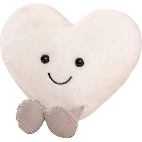 Peluche en forme de cœur, garnie de coton PP, pour la Saint-Valentin. Coussin romantique rouge en forme de cœur, idéal pour la décoration intérieure. Couleur : blanc, 30 cm. (1/5)