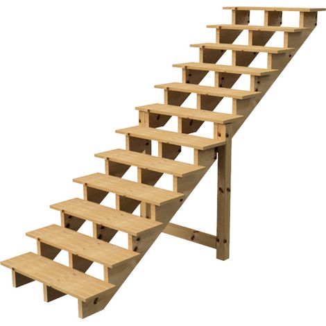 Außentreppe Holz Höhe 207cm 12 Stufen, Breite 100cm, OHNE Setzstufen