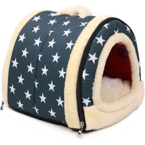 Nid d'animal de Compagnie et canapé-lit, Maison de Chat de Chien Pliable antidérapante et Hiver Doux Matelas Confortable (M, Bleu) 453535cm (1/5)