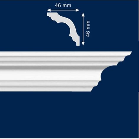 PROVISTON Stuckleiste 46 x 46 x 2000 mm Deckenleiste Polystyrol Weiß (1/2)