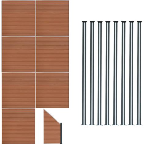 Composite Fence Panels x 7 Angled Piece & 9 Metal Posts 6ft