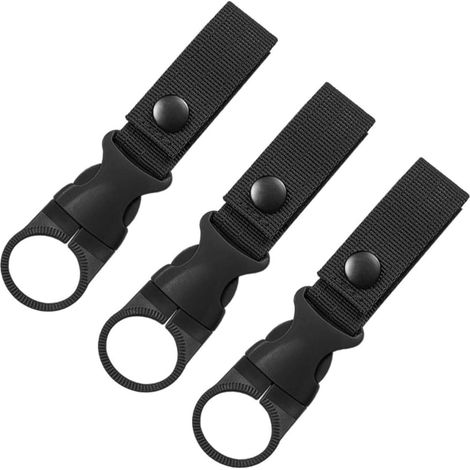3 pezzi di cinturino con gancio per borraccia, clip da cintura, porta borraccia per campeggio ed escursionismo (nero) (1/5)