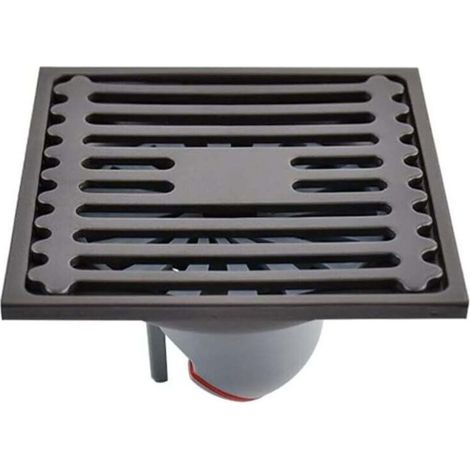 Siphon de sol extérieur carré en acier inoxydable pour douche de salle de bain, siphon anti-odeurs avec couvercle de crépine amovible - 10 x 10 cm (1/4)