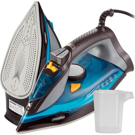Mesko MS5041 Plancha Ropa Suela Cerámica, Vapor Vertical, Golpe Vapor, Antical, Autolimpieza, Antigoteo 3000W Azul (1/5)