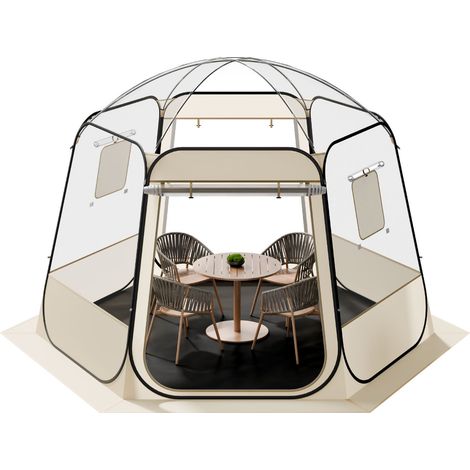 Transparentes Pop-up-Kuppelzelt mit Fenstern, 305 x 275 x 220 cm, für 4 bis 8 Personen, wasserdichter Unterstand für Garten und Terrasse (1/5)