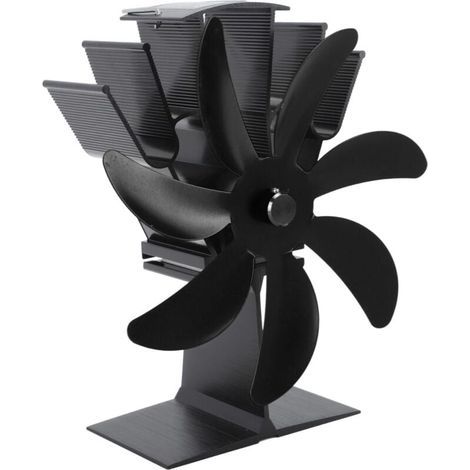 Ventilateur Thermoélectrique 7 Pales Pour Poêle À Bois Alliage Aluminium Noir (1/4)