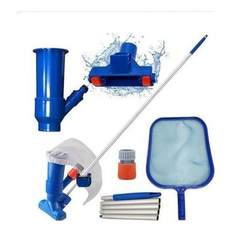 Lot d’Entretien Piscine Hors-Sol – Perche de 1,5 m, Tête d’Aspirateur, Râteau et Épuisette avec Sac de Rangement Offert- (1/5)