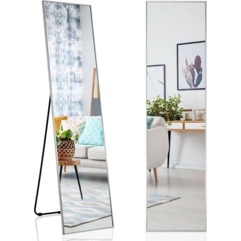Pour agrandir et éclairer la pièce : miroir plein pied 3 modes de pose, inclinaison réglable (1/5)