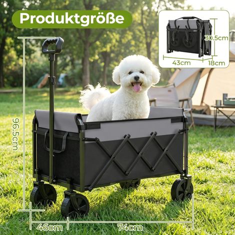 Carro plegable compacto 100 L 74x46x96,5 cm, carga 100 kg y asa regulable, estructura de acero - negro (1/4)