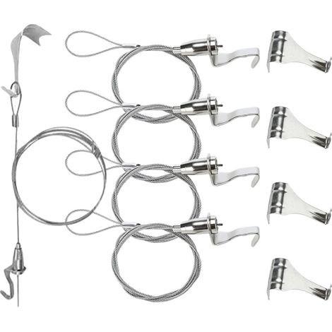 Kit de 5 fils suspension pour tableaux en acier inoxydable, longueur (1/5)