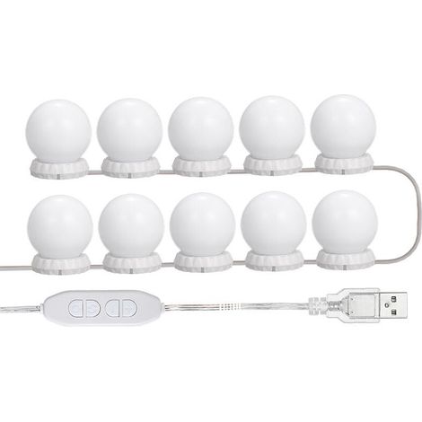 Kaelt - XVX – Kit d'éclairage miroir LED avec 10 ampoules dimmables – 3 modes d'éclairage – 10 niveaux de luminosité – Couleur blanche 6500K (1/5)